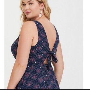 Torrid Navy Medallion Tie-Back Challis Dress Sz 2X